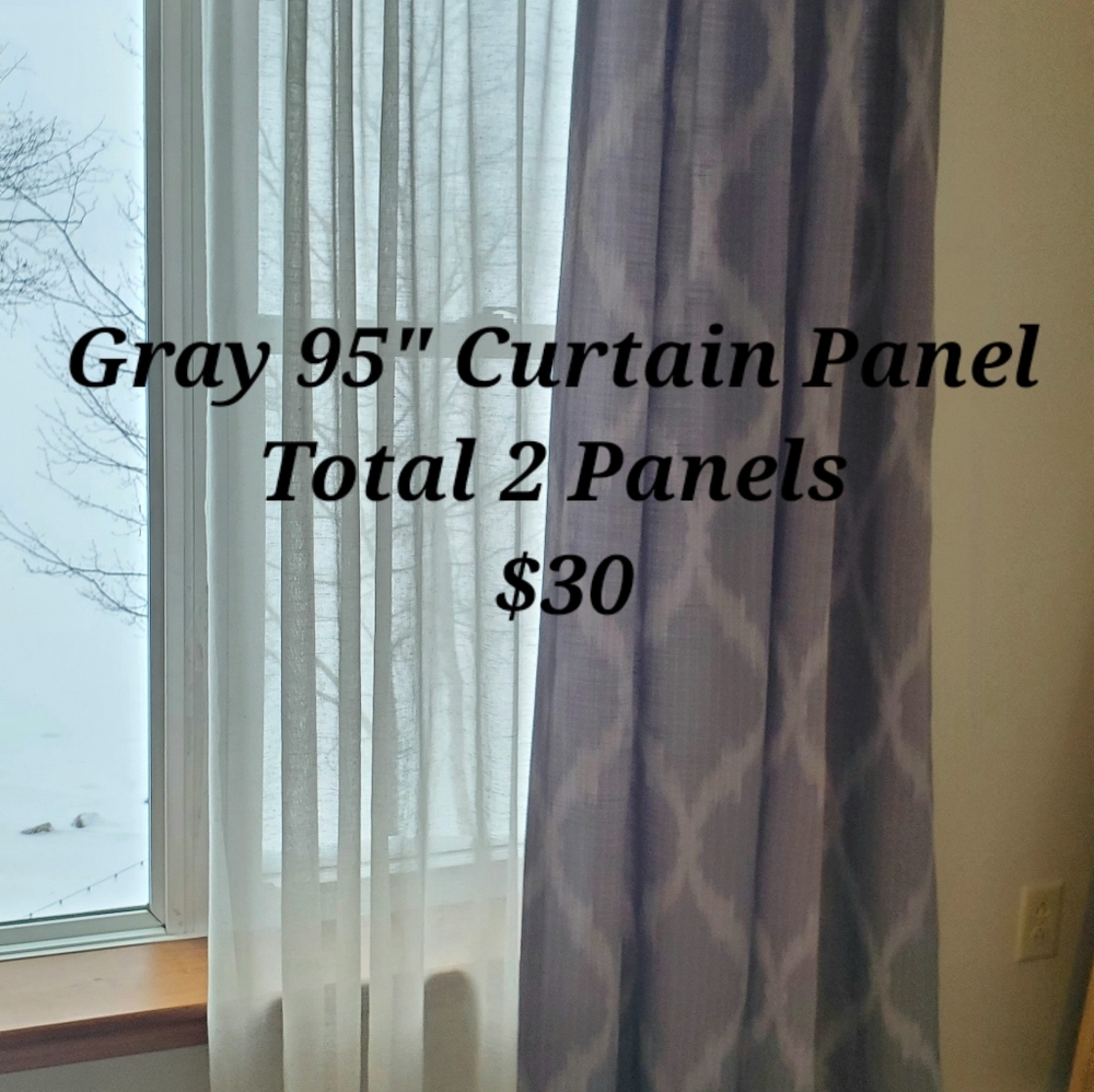 95" Gray Curtain Panels